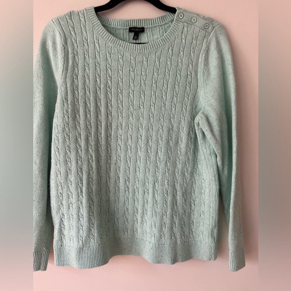 Talbots Cable Knit Sweater with Buttons Women’s XL cotton blend casual warm